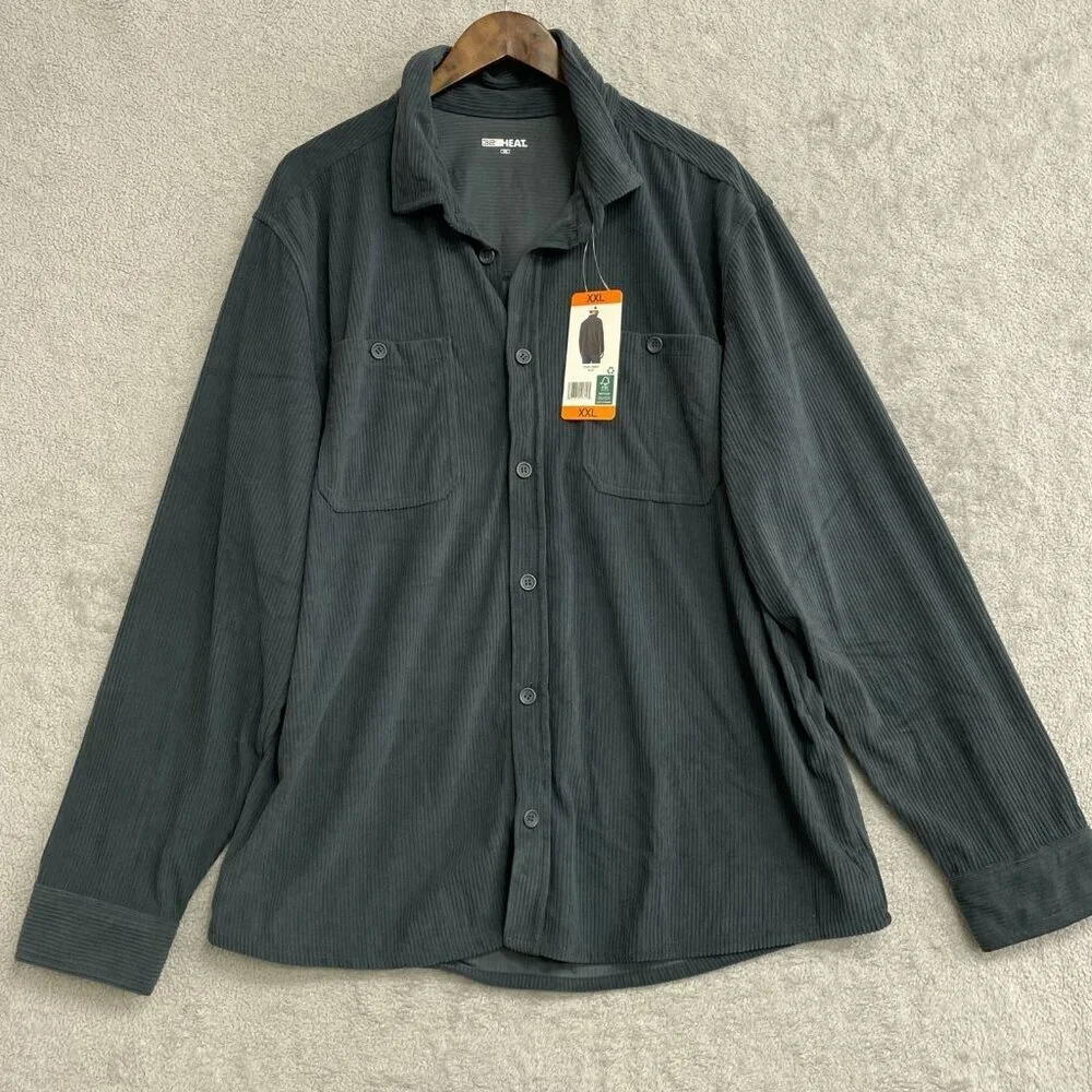 32 Degrees Heat Men's XXL Blue Corduroy Button-Up Shirt  N0271